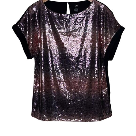 H&M Ombre Sequin Short Sleeve top size 8 - Picture 5 of 6
